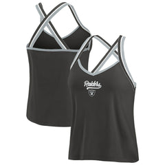 WEAR by Erin Andrews Women's Cross Strap Tri-Blend Tank Top - Las Vegas Raiders