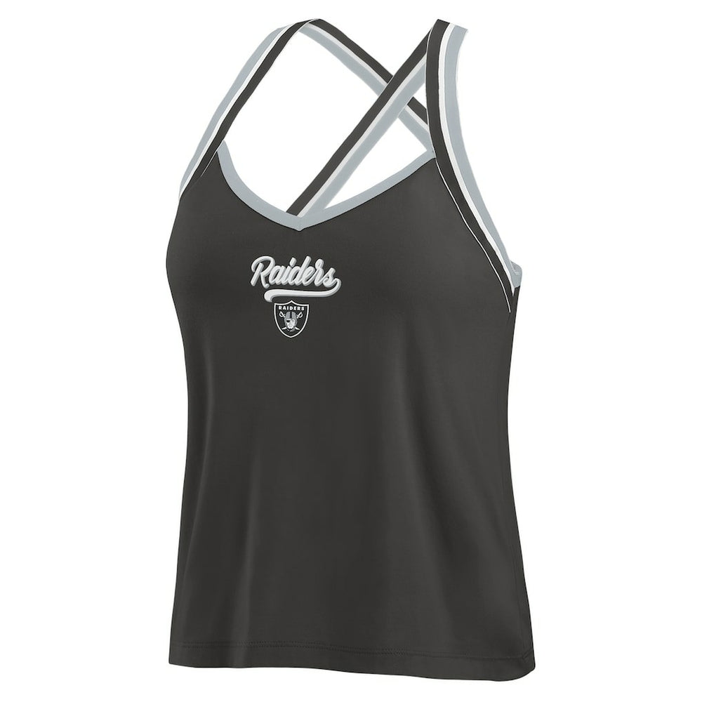 WEAR by Erin Andrews Women's Cross Strap Tri-Blend Tank Top - Las Vegas Raiders