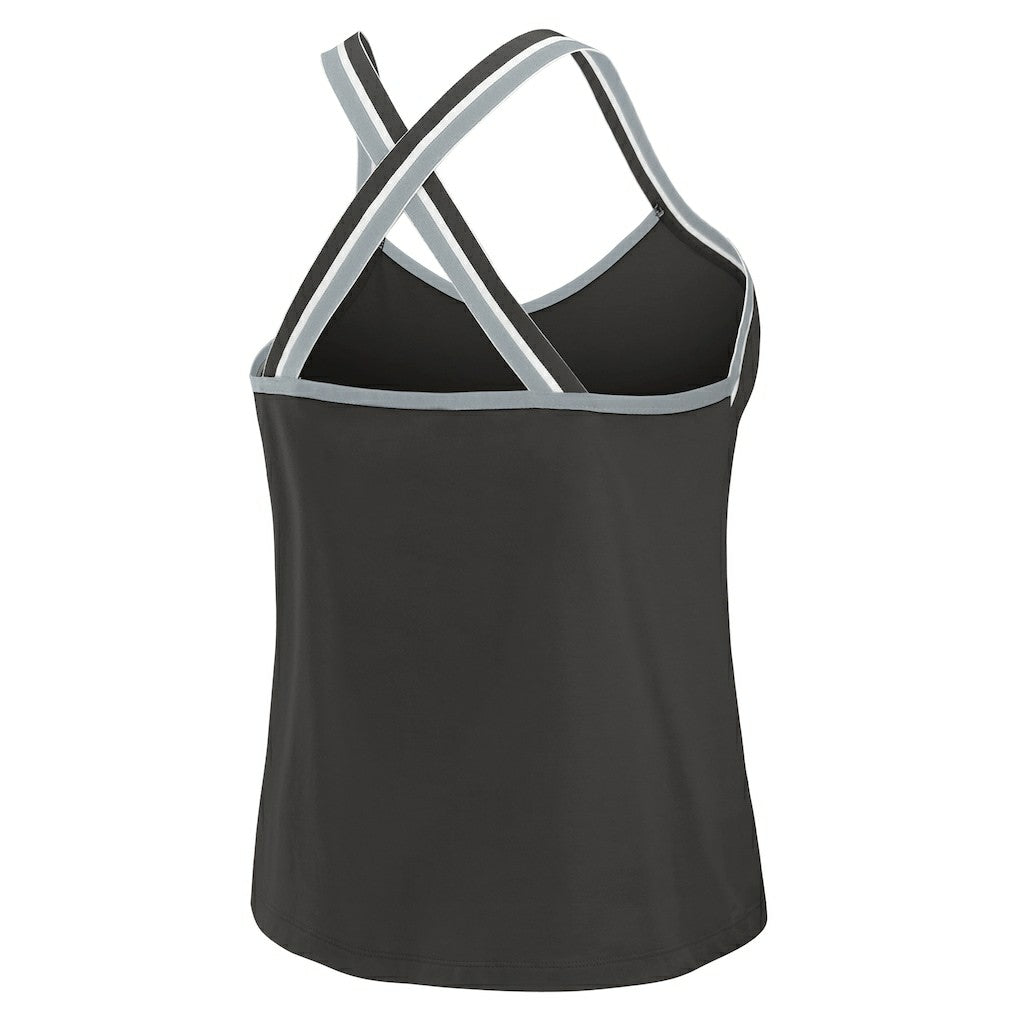 WEAR by Erin Andrews Women's Cross Strap Tri-Blend Tank Top - Las Vegas Raiders