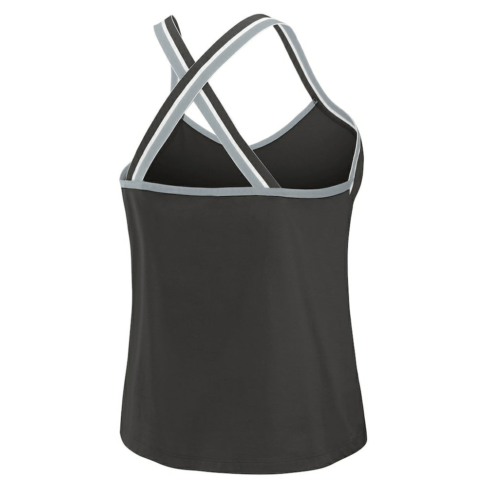 WEAR by Erin Andrews Women's Cross Strap Tri-Blend Tank Top - Las Vegas Raiders