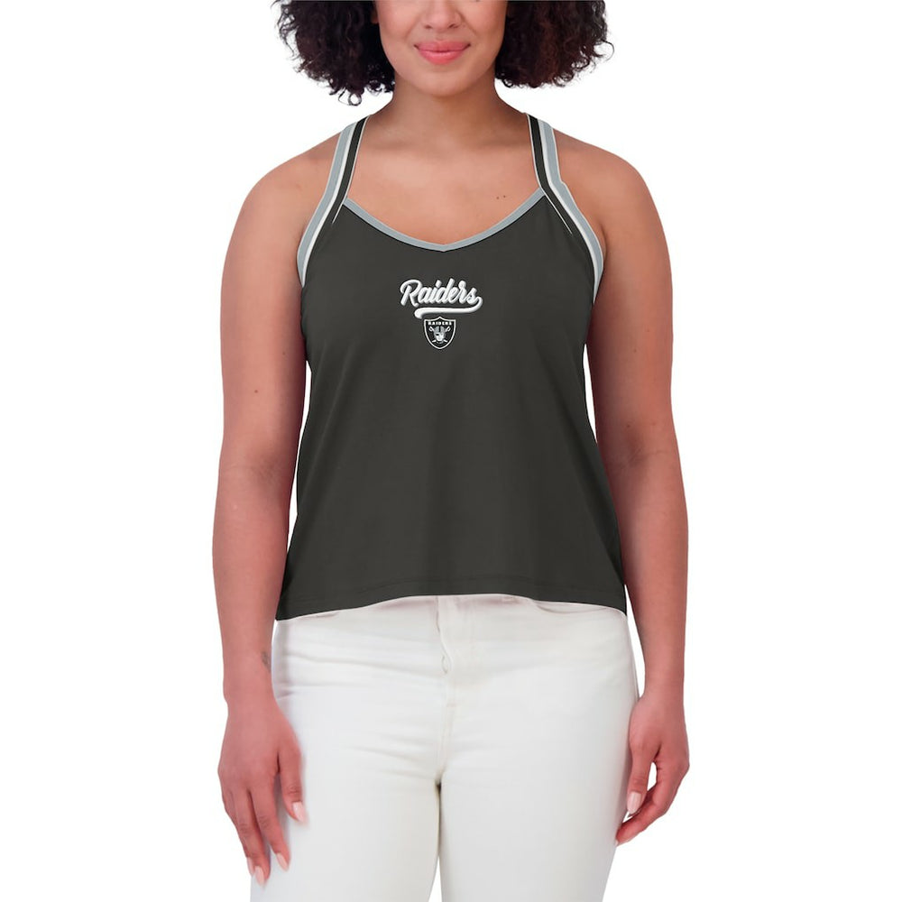 WEAR by Erin Andrews Women's Cross Strap Tri-Blend Tank Top - Las Vegas Raiders