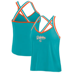 WEAR by Erin Andrews Women's Cross Strap Tri-Blend Tank Top - Miami Dolphins