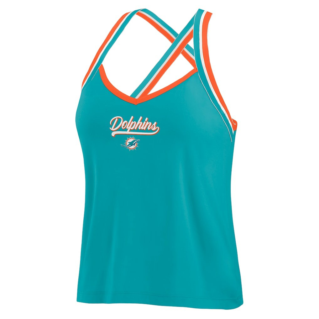 WEAR by Erin Andrews Women's Cross Strap Tri-Blend Tank Top - Miami Dolphins