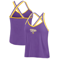 WEAR by Erin Andrews Women's Cross Strap Tri-Blend Tank Top - Minnesota Vikings