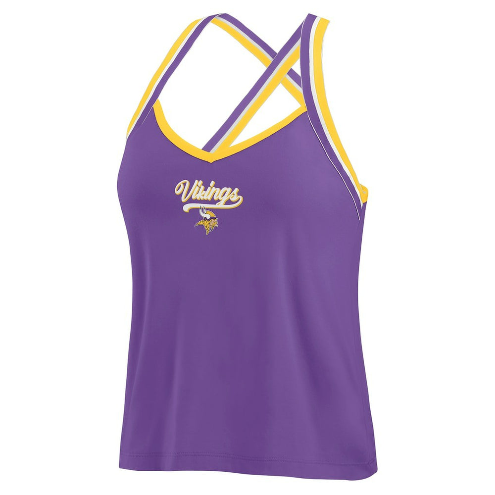 WEAR by Erin Andrews Women's Cross Strap Tri-Blend Tank Top - Minnesota Vikings