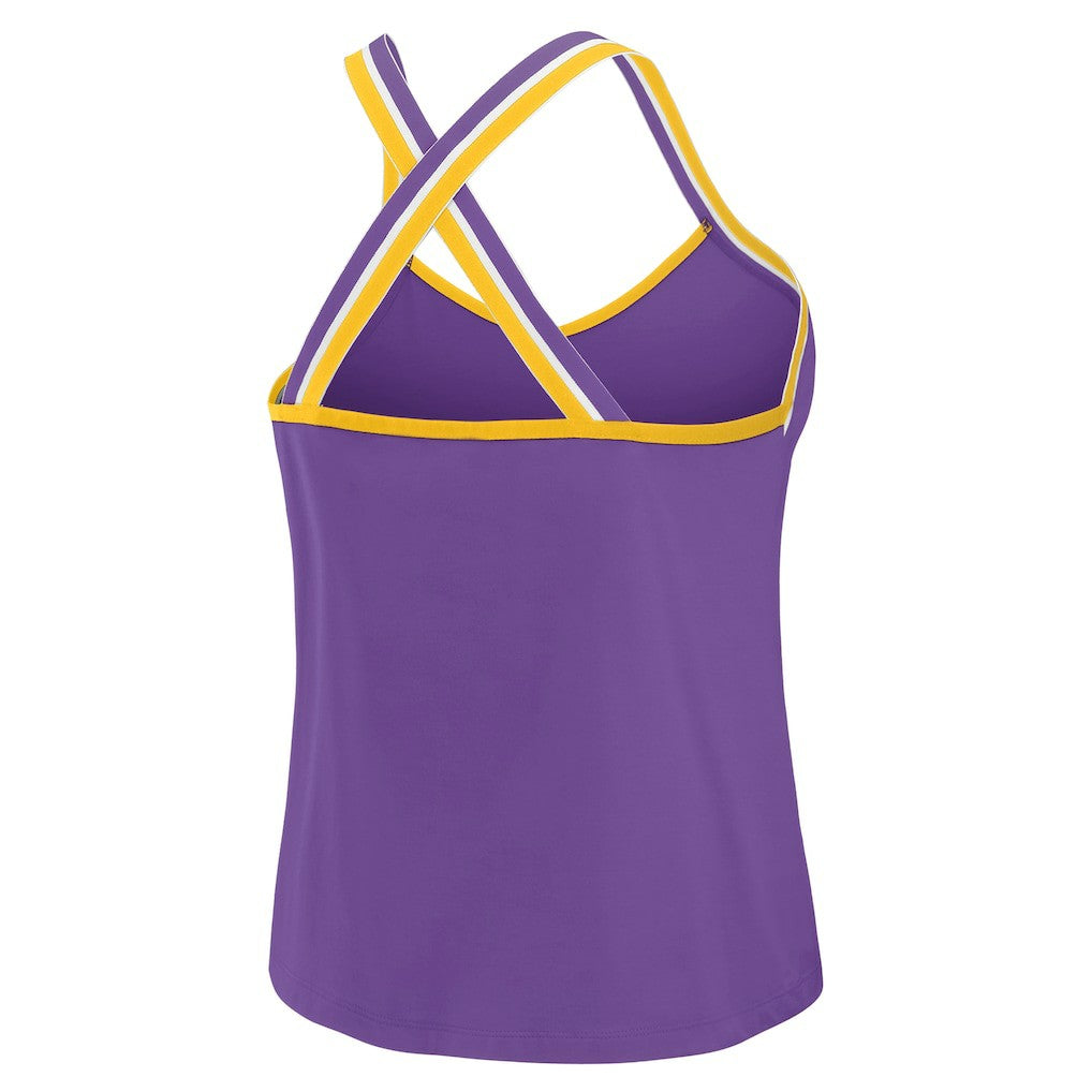 WEAR by Erin Andrews Women's Cross Strap Tri-Blend Tank Top - Minnesota Vikings