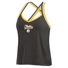 WEAR by Erin Andrews Women's Cross Strap Tri-Blend Tank Top - Pittsburgh Steelers