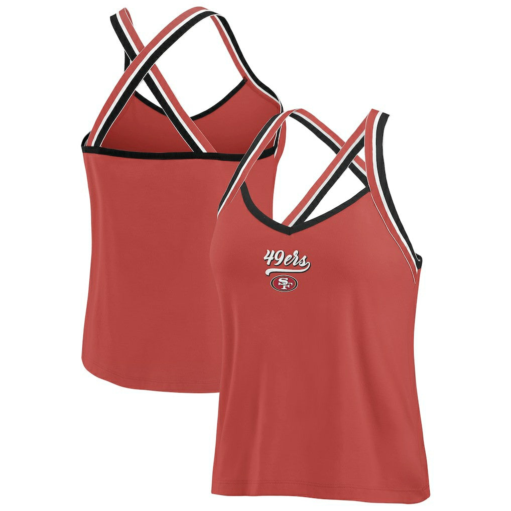 WEAR by Erin Andrews Women's Cross Strap Tri-Blend Tank Top - San Francisco 49ers