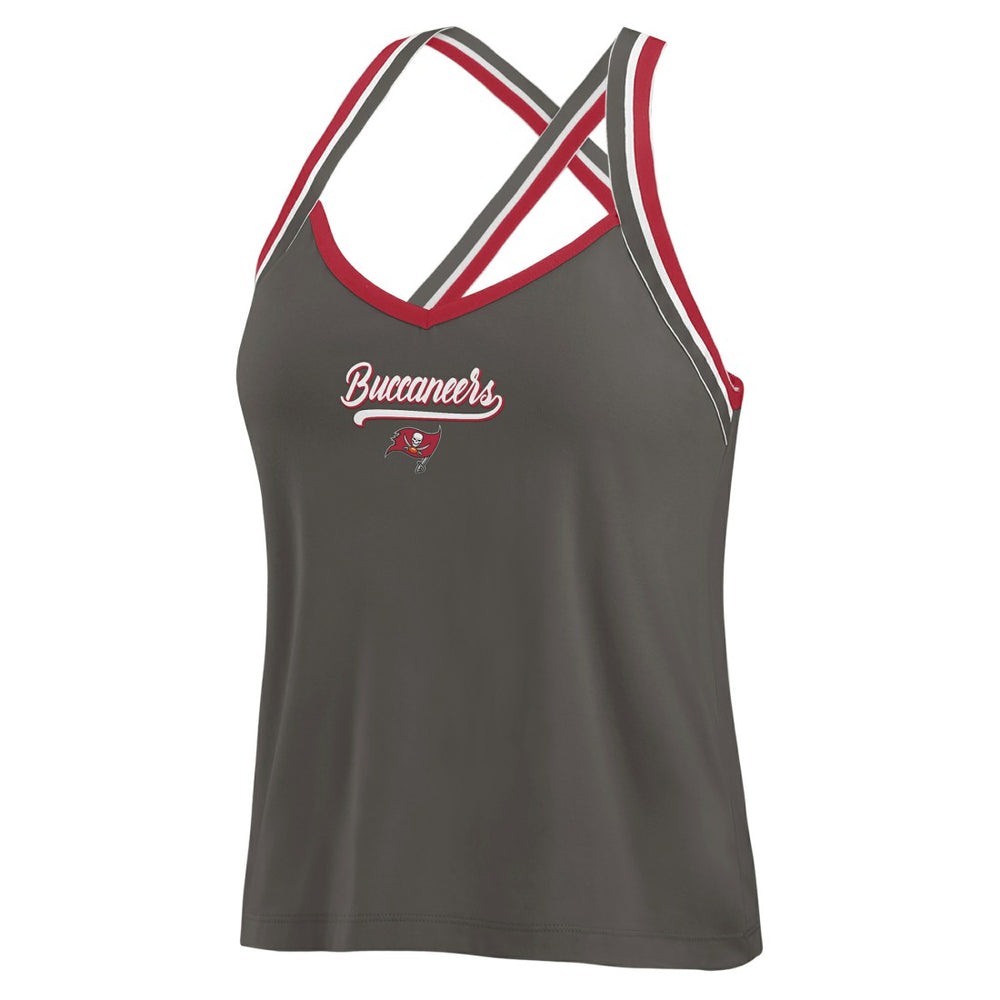 WEAR by Erin Andrews Women's Cross Strap Tri-Blend Tank Top - Tampa Bay Buccaneers