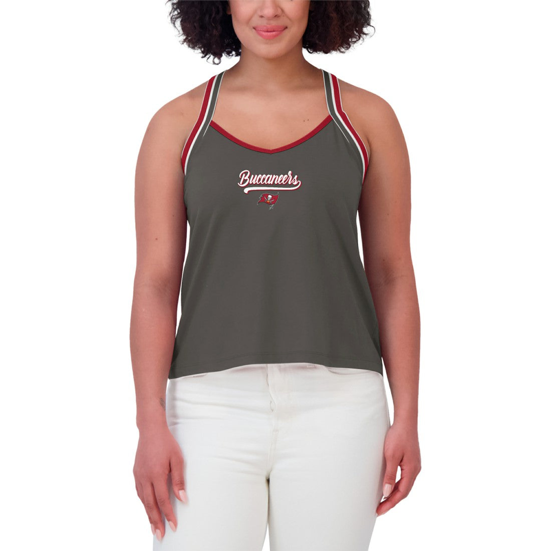 WEAR by Erin Andrews Women's Cross Strap Tri-Blend Tank Top - Tampa Bay Buccaneers