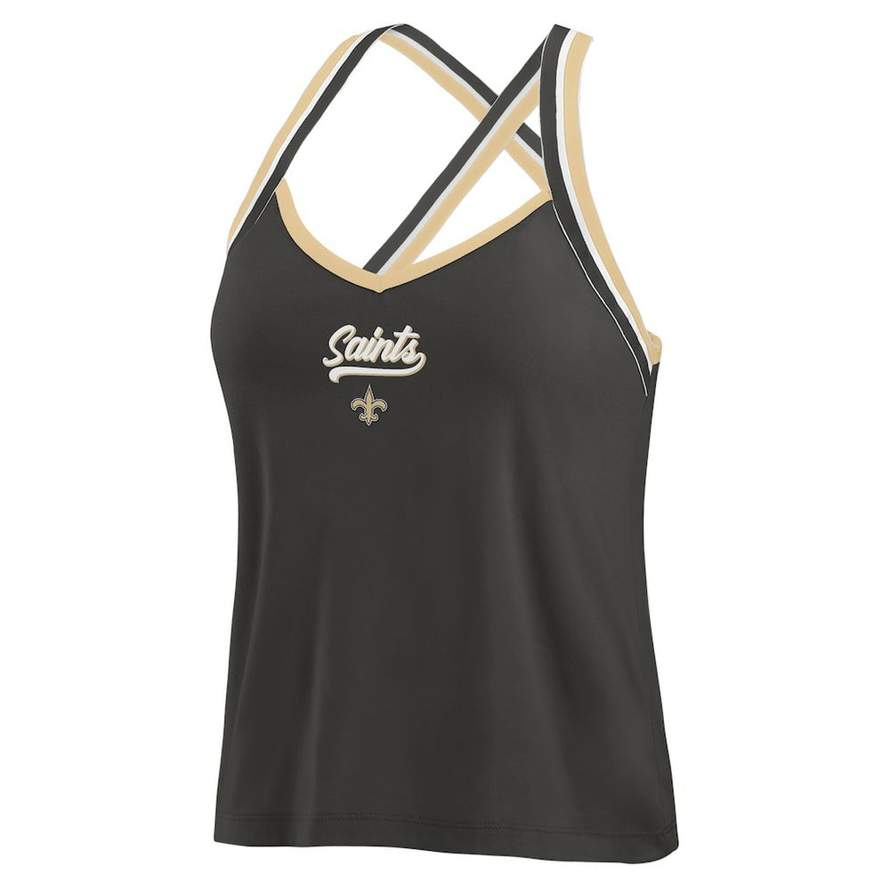 WEAR by Erin Andrews Women's Cross Strap Tri-Blend Tank Top - New Orleans Saints