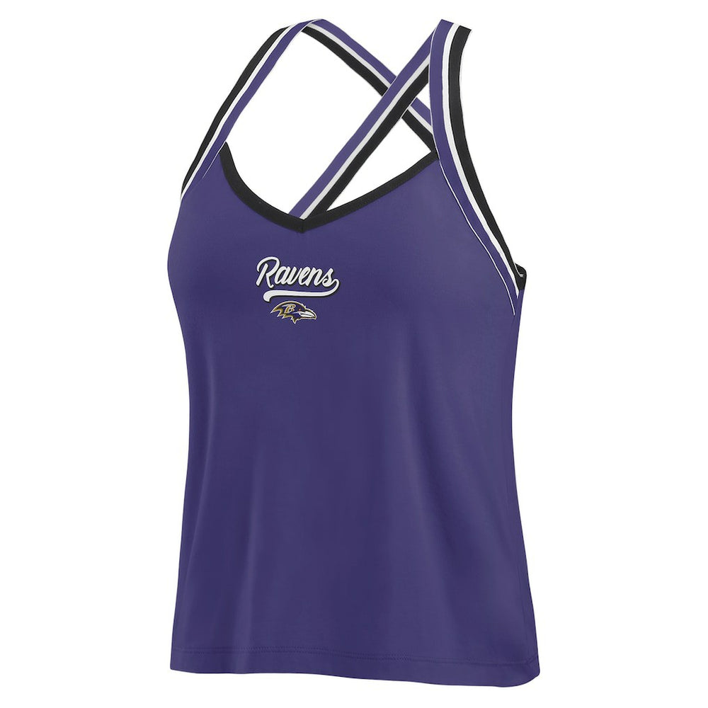 WEAR by Erin Andrews Women's Cross Strap Tri-Blend Tank Top - Baltimore Ravens