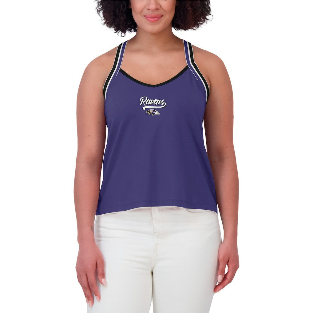 WEAR by Erin Andrews Women's Cross Strap Tri-Blend Tank Top - Baltimore Ravens
