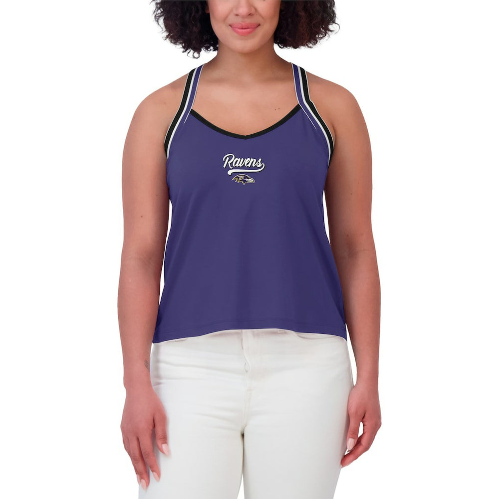 WEAR by Erin Andrews Women's Cross Strap Tri-Blend Tank Top - Baltimore Ravens