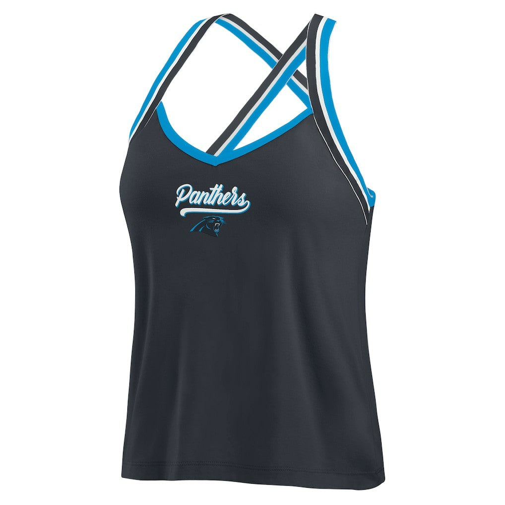 WEAR by Erin Andrews Women's Cross Strap Tri-Blend Tank Top - Carolina Panthers