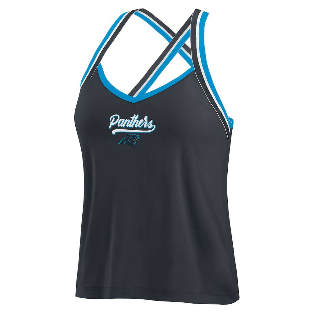WEAR by Erin Andrews Women's Cross Strap Tri-Blend Tank Top - Carolina Panthers