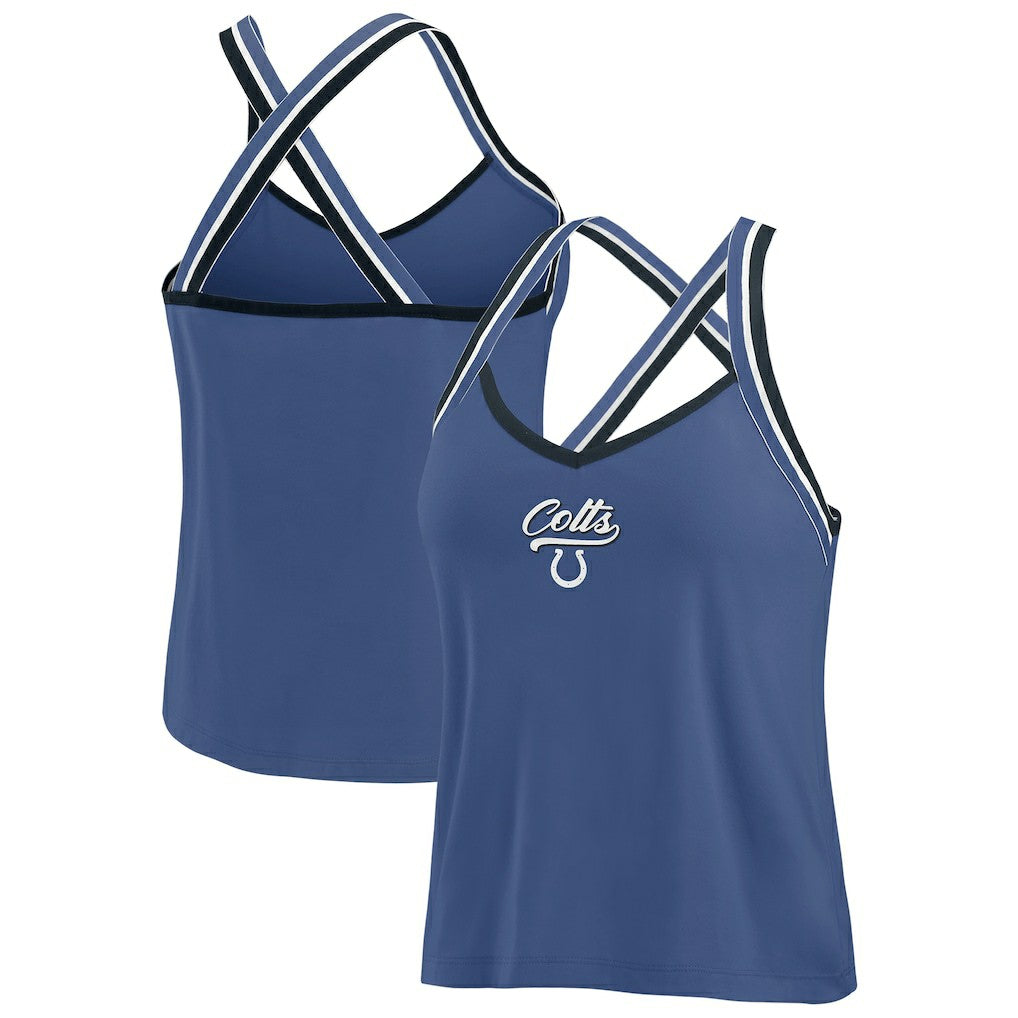 WEAR by Erin Andrews Women's Cross Strap Tri-Blend Tank Top - Indianapolis Colts