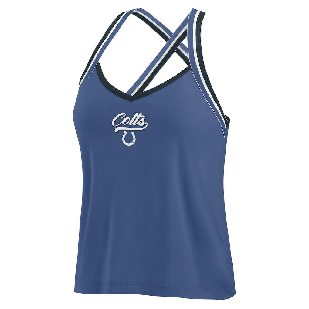 WEAR by Erin Andrews Women's Cross Strap Tri-Blend Tank Top - Indianapolis Colts
