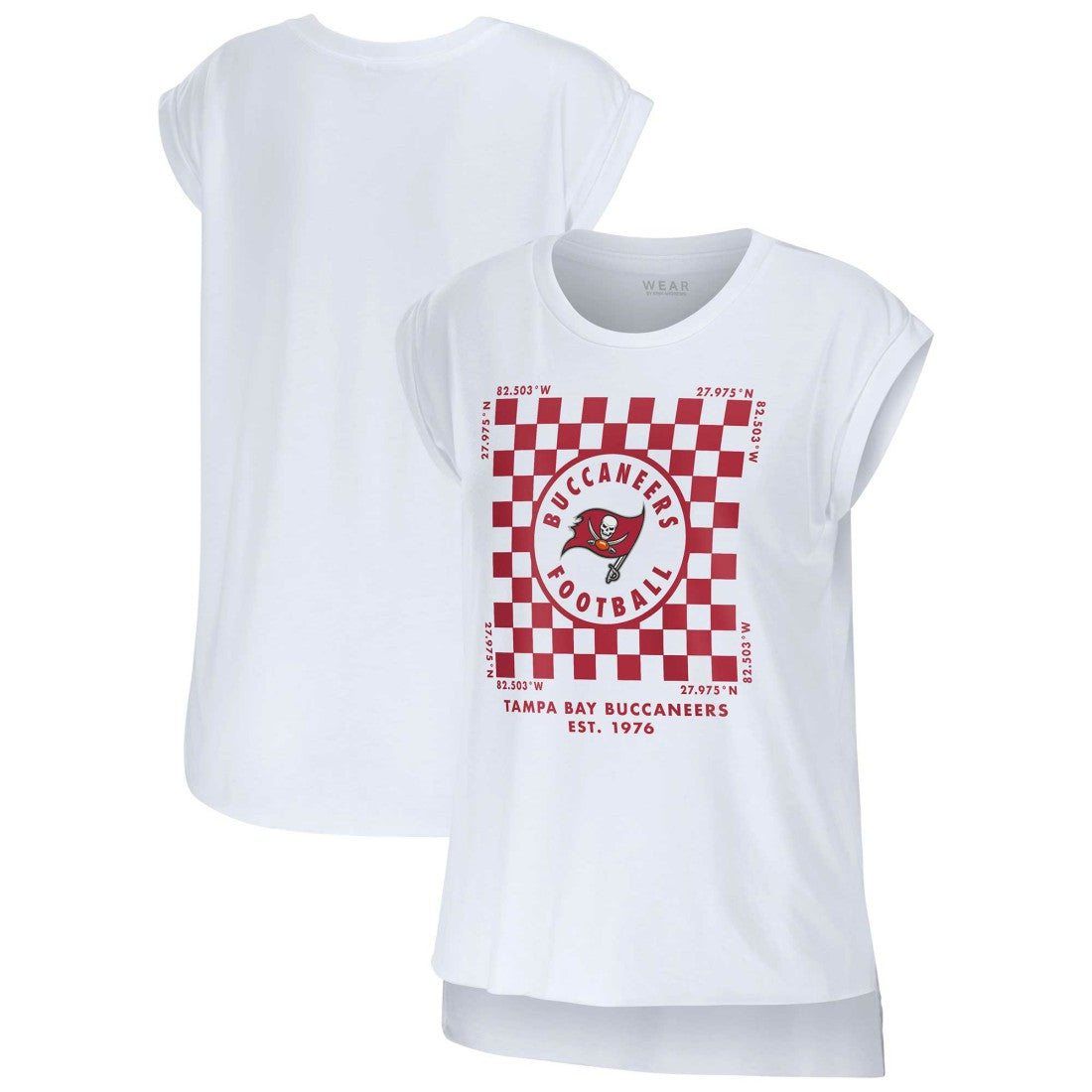 WEAR by Erin Andrews Women's Checker Muscle Tank Top - Tampa Bay Buccaneers