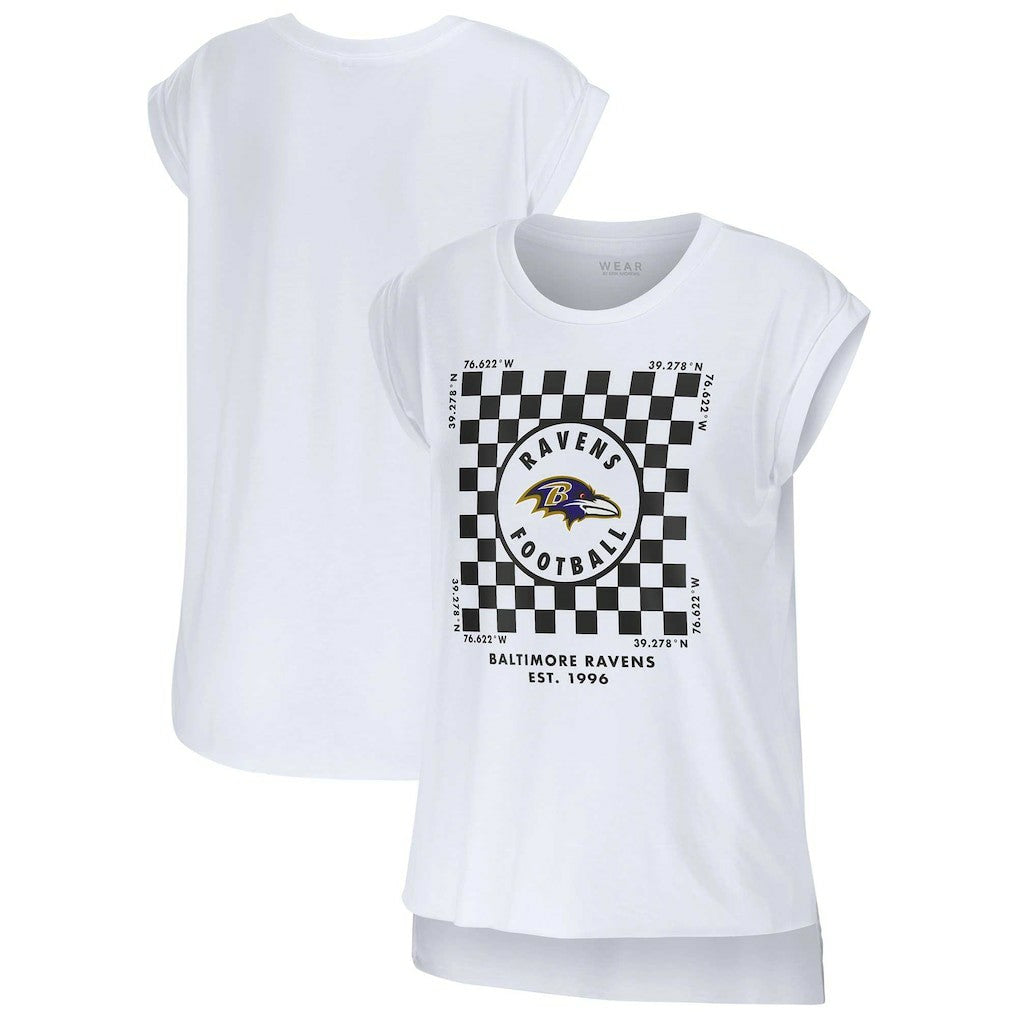 WEAR by Erin Andrews Women's Checker Muscle Tank Top - Baltimore Ravens