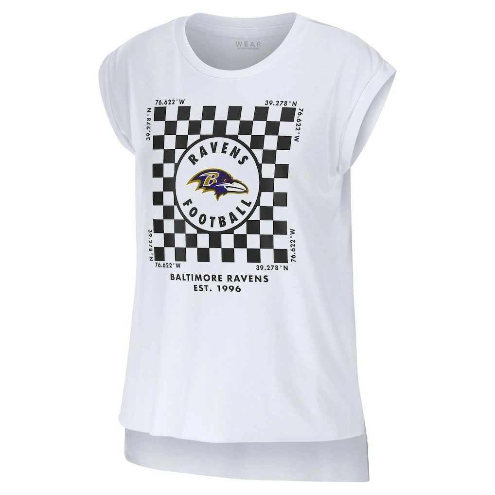WEAR by Erin Andrews Women's Checker Muscle Tank Top - Baltimore Ravens
