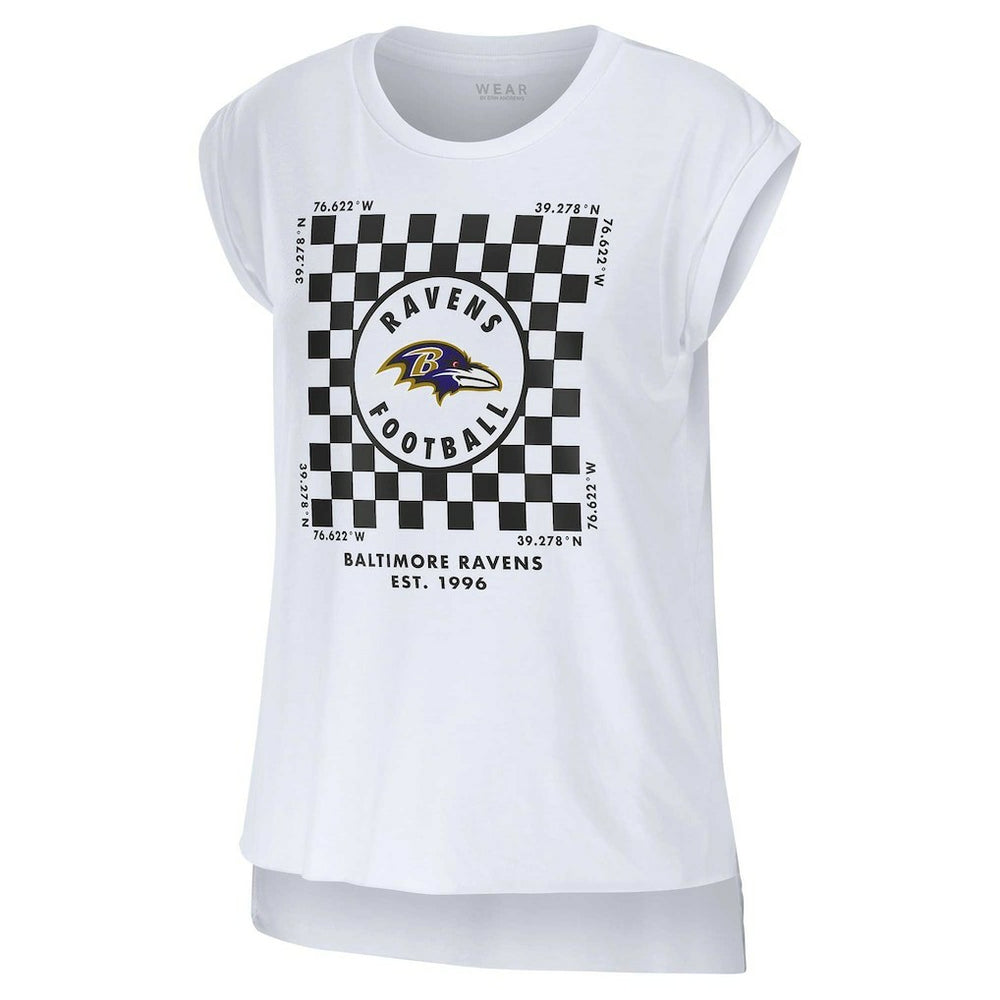 WEAR by Erin Andrews Women's Checker Muscle Tank Top - Baltimore Ravens