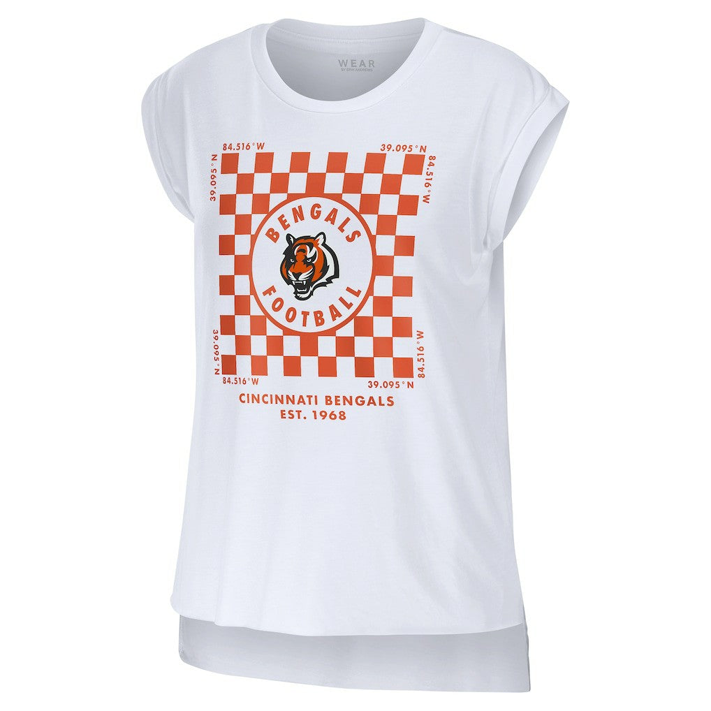WEAR by Erin Andrews Women's Checker Muscle Tank Top - Cincinnati Bengals