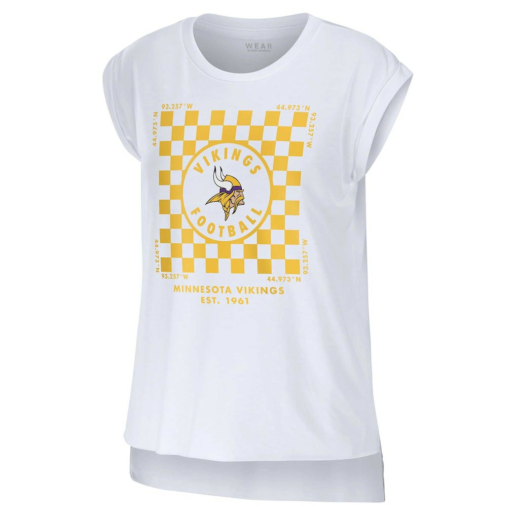 WEAR by Erin Andrews Women's Checker Muscle Tank Top - Minnesota Vikings