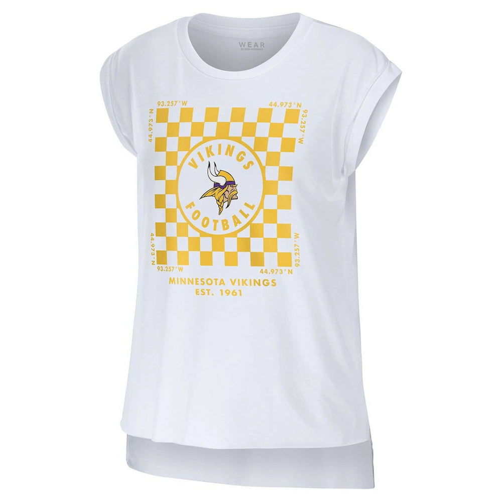 WEAR by Erin Andrews Women's Checker Muscle Tank Top - Minnesota Vikings