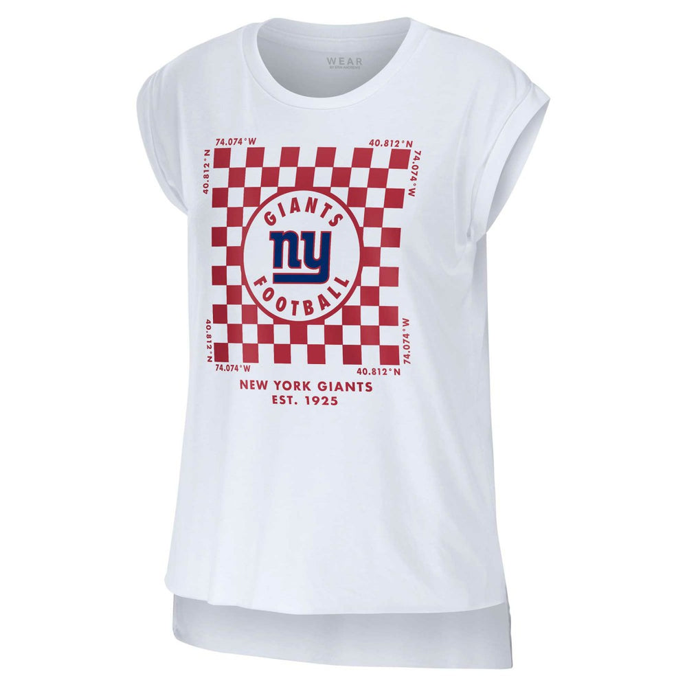 WEAR by Erin Andrews Women's Checker Muscle Tank Top - New York Giants