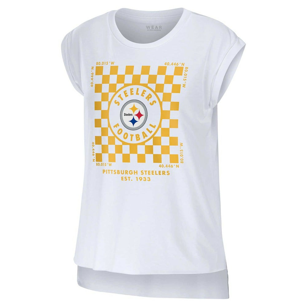 WEAR by Erin Andrews Women's Checker Muscle Tank Top - Pittsburgh Steelers