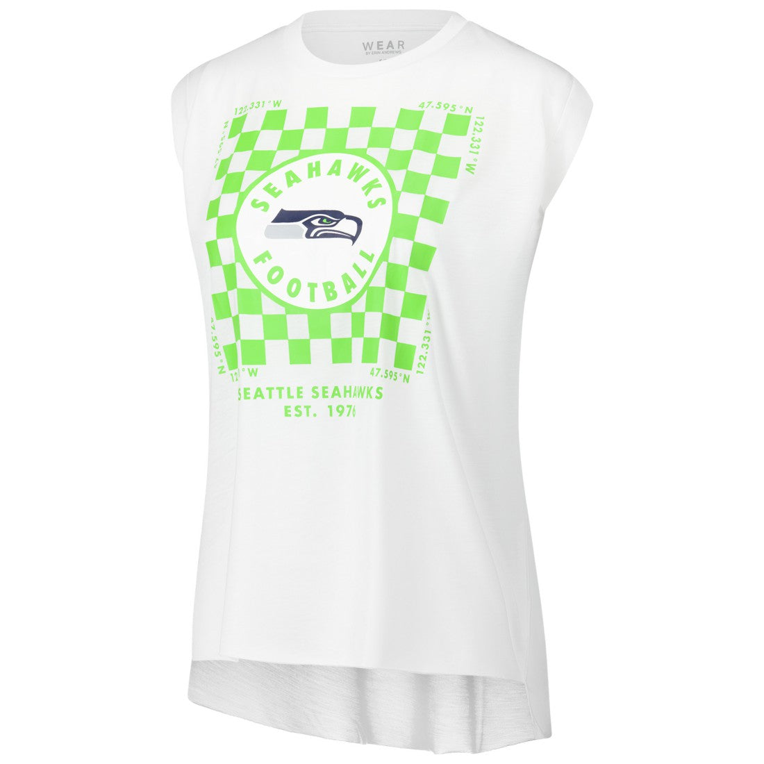 WEAR by Erin Andrews Women's Checker Muscle Tank Top - Seattle Seahawks