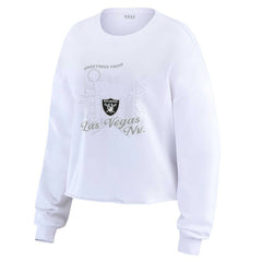 WEAR by Erin Andrews Women's Postcard Cropped Long Sleeve Top - Las Vegas Raiders