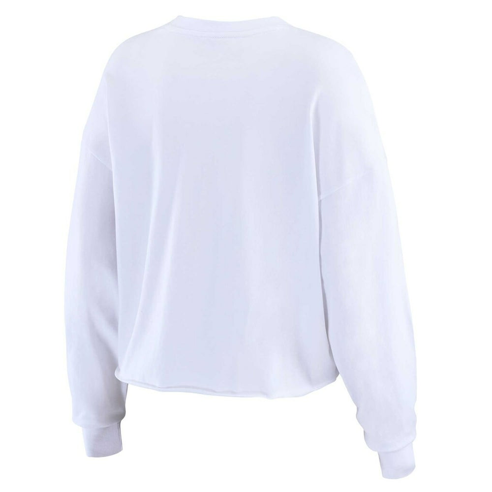 WEAR by Erin Andrews Women's Postcard Cropped Long Sleeve Top - New York Jets