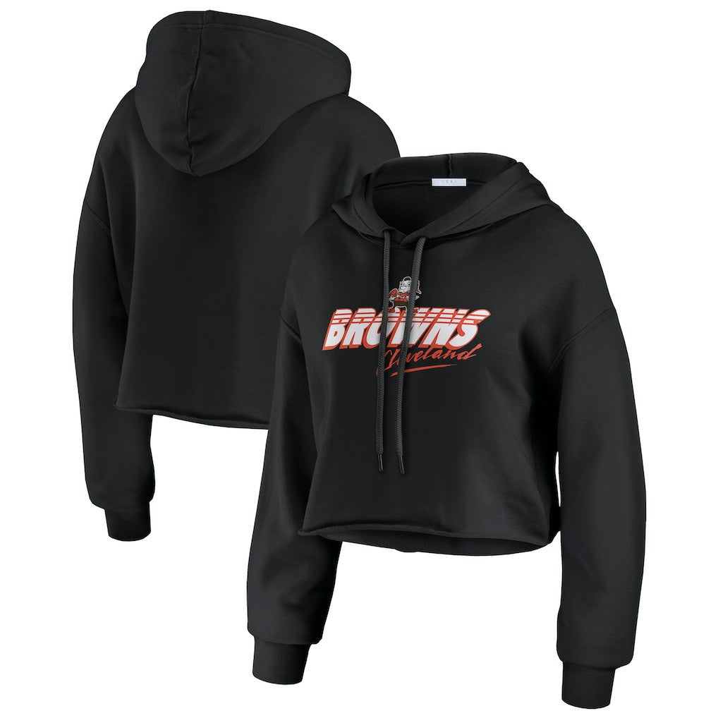 WEAR by Erin Andrews Women's Prime Cropped Pullover Hoodie - Cleveland Browns
