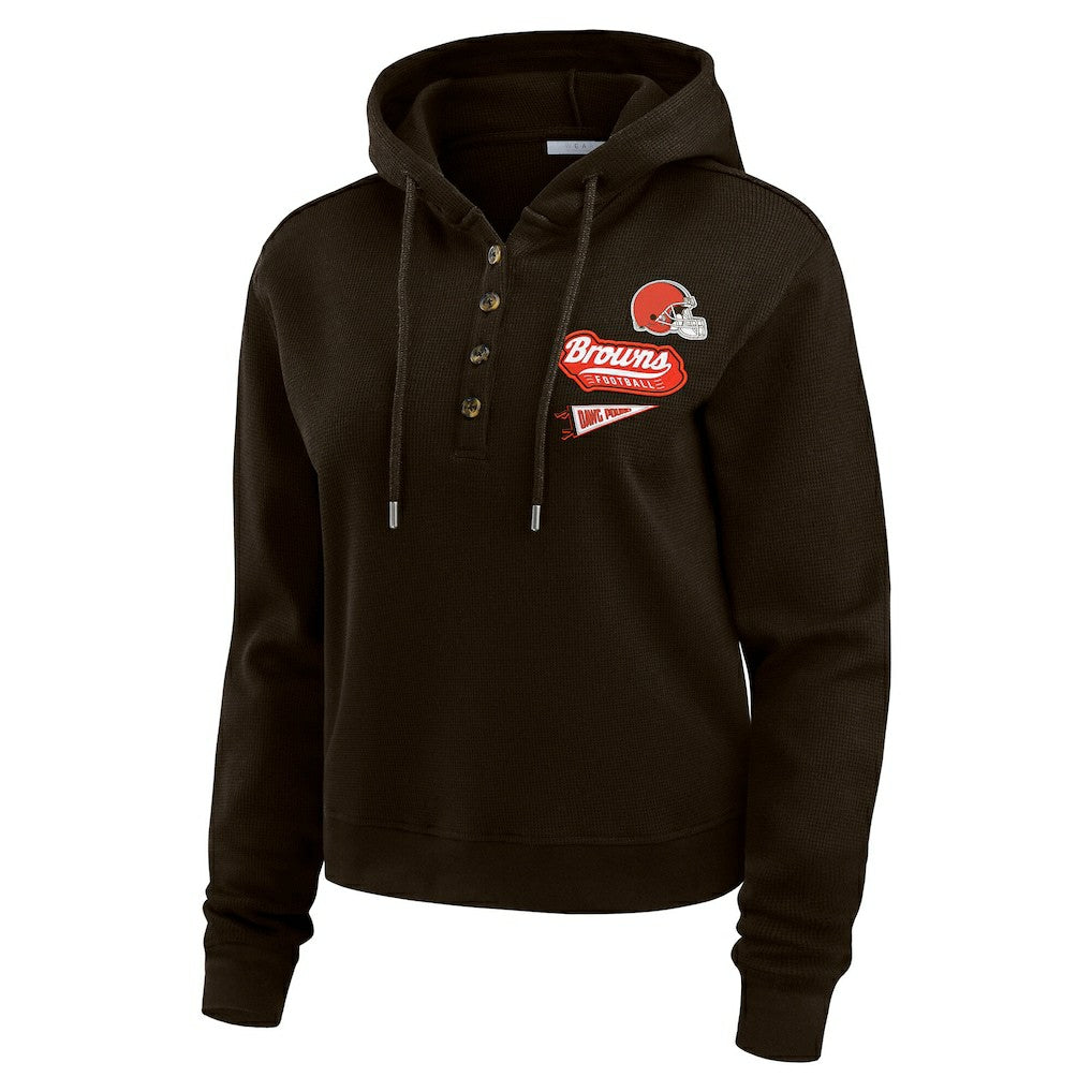 WEAR by Erin Andrews Women's Waffle-Knit Pullover Hoodie - Cleveland Browns
