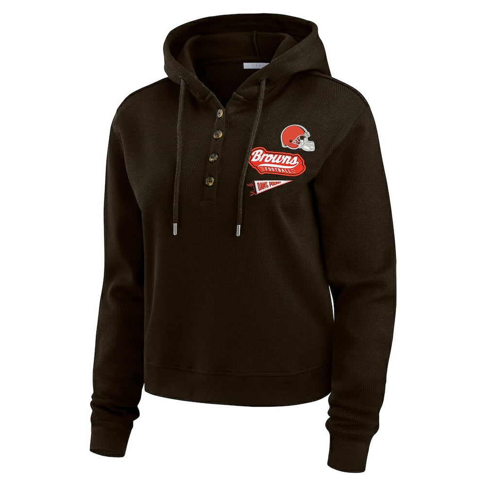 WEAR by Erin Andrews Women's Waffle-Knit Pullover Hoodie - Cleveland Browns
