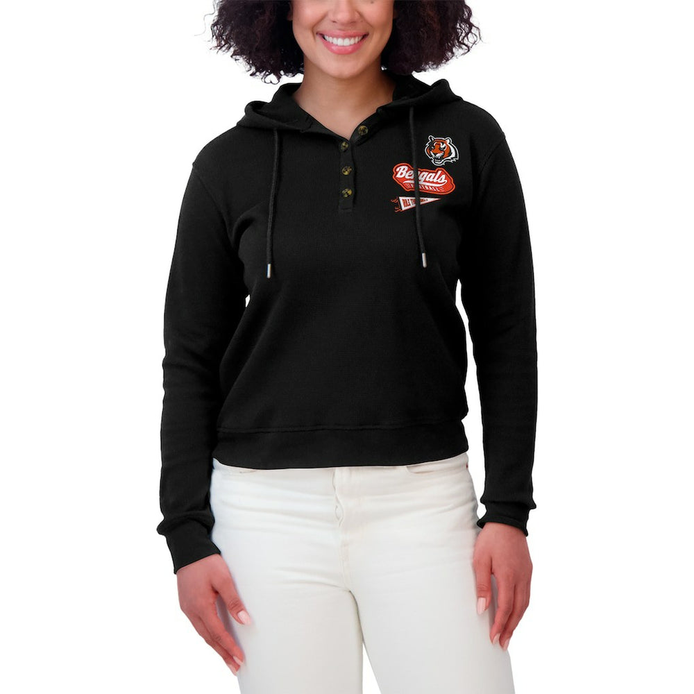WEAR by Erin Andrews Women's Waffle-Knit Pullover Hoodie - Cincinnati Bengals