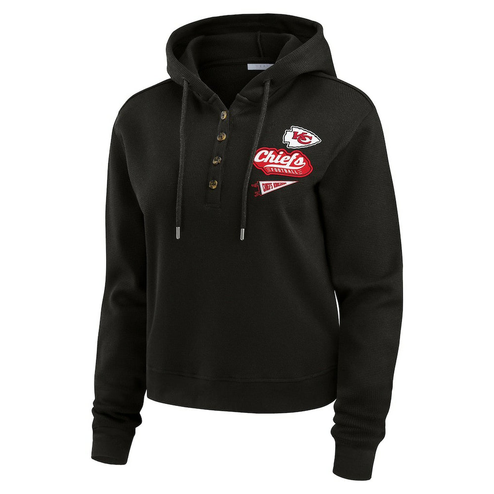 WEAR by Erin Andrews Women's Waffle-Knit Pullover Hoodie - Kansas City Chiefs