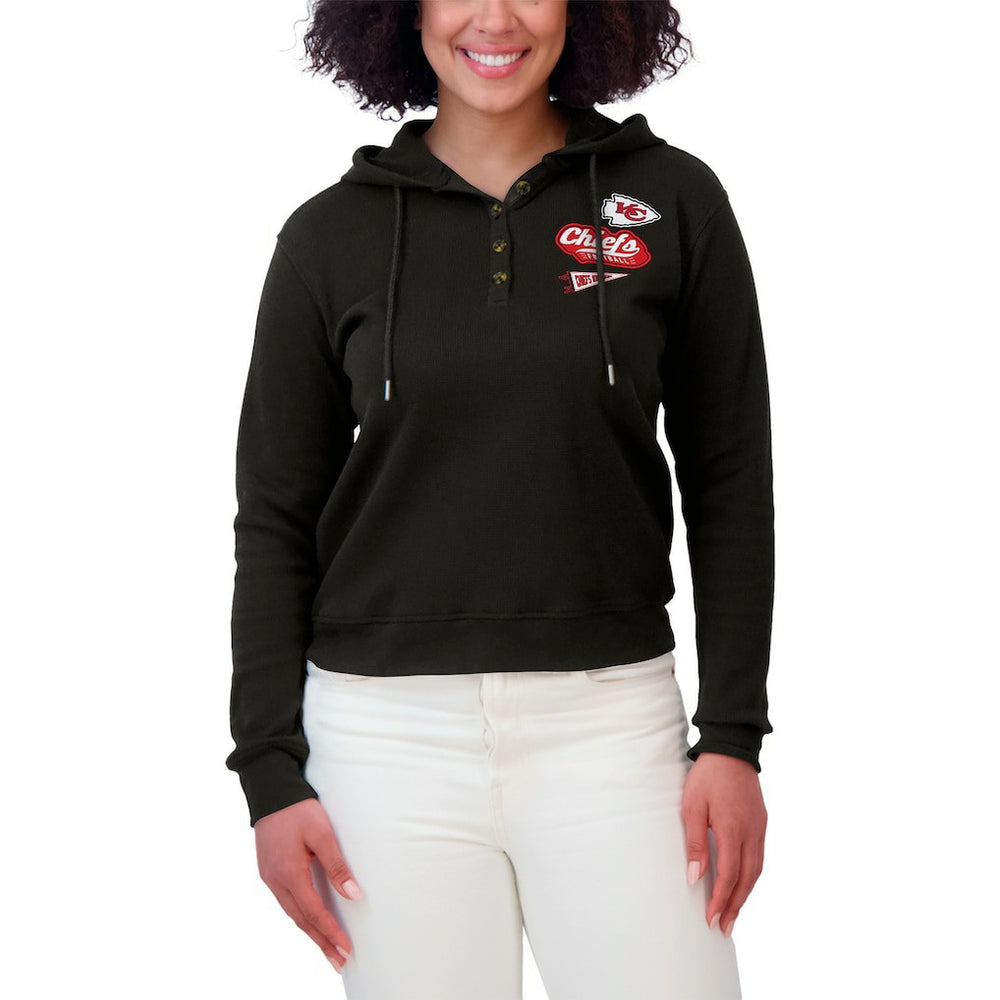 WEAR by Erin Andrews Women's Waffle-Knit Pullover Hoodie - Kansas City Chiefs