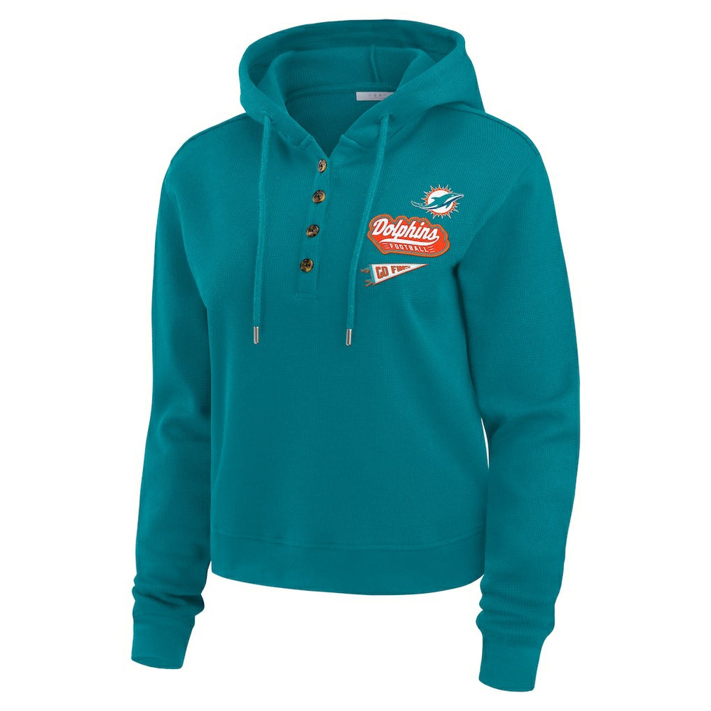 WEAR by Erin Andrews Women's Waffle-Knit Pullover Hoodie - Miami Dolphins