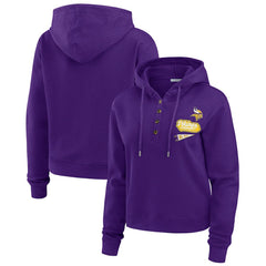 WEAR by Erin Andrews Women's Waffle-Knit Pullover Hoodie - Minnesota Vikings