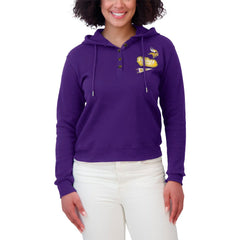 WEAR by Erin Andrews Women's Waffle-Knit Pullover Hoodie - Minnesota Vikings