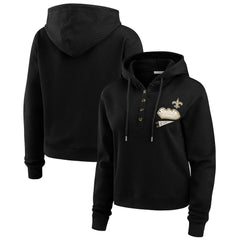 WEAR by Erin Andrews Women's Waffle-Knit Pullover Hoodie - New Orleans Saints