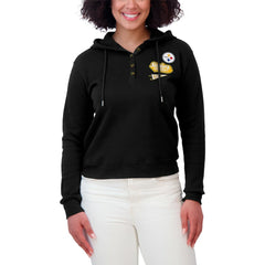 WEAR by Erin Andrews Women's Waffle-Knit Pullover Hoodie - Pittsburgh Steelers