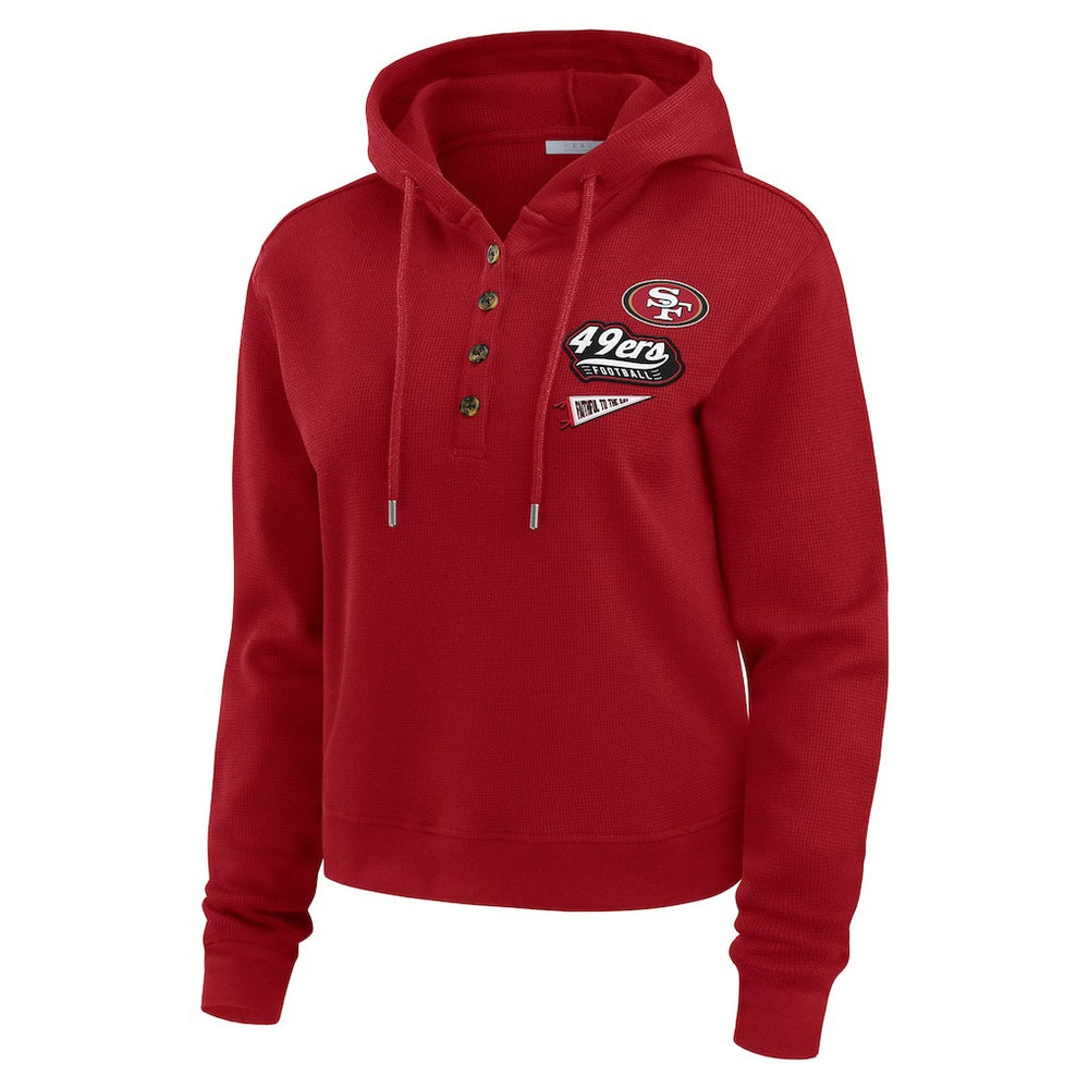 WEAR by Erin Andrews Women's Waffle-Knit Pullover Hoodie - San Francisco 49ers
