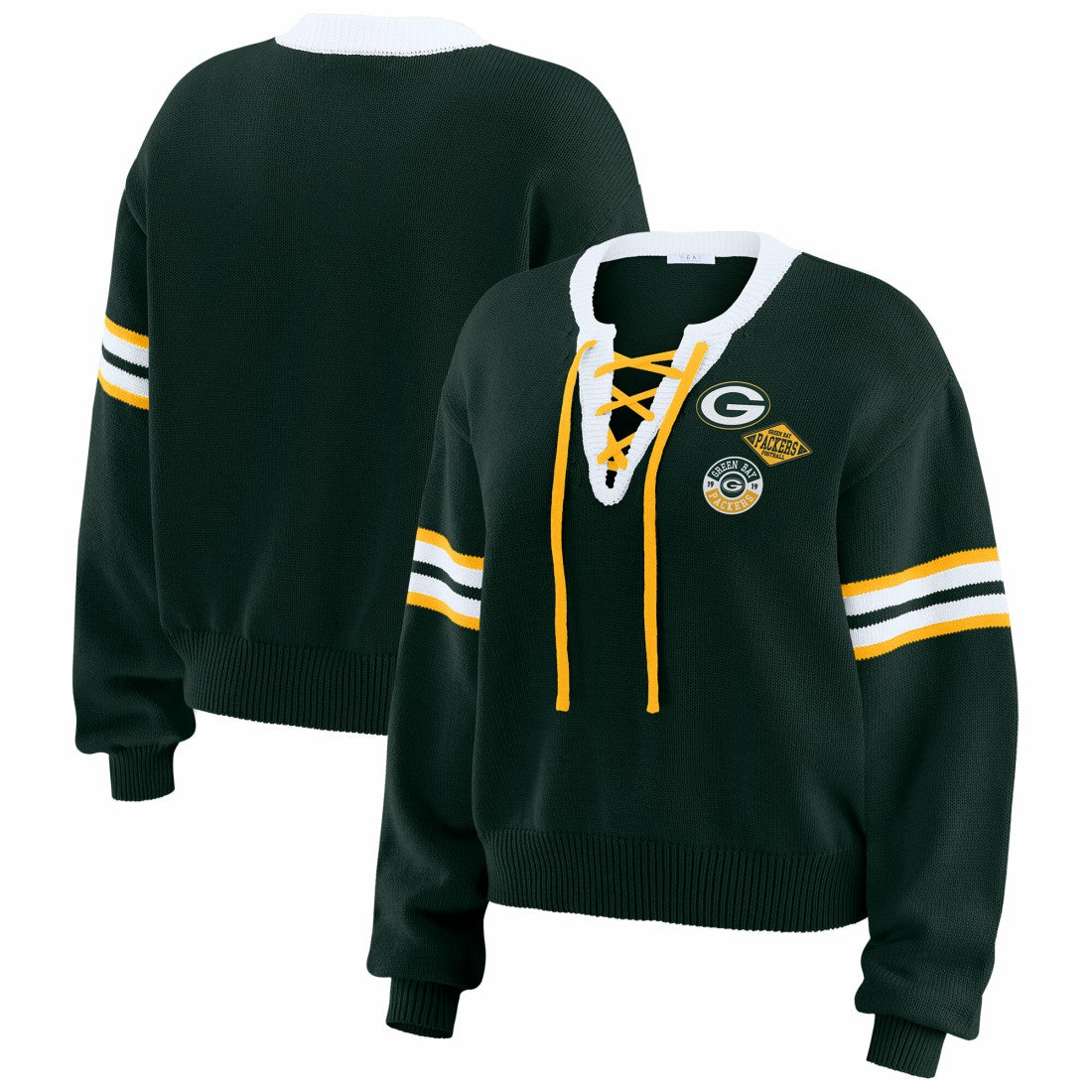 WEAR by Erin Andrews Women's Lace-Up Sweater - Green Bay Packers