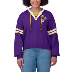 WEAR by Erin Andrews Women's Lace-Up Sweater - Minnesota Vikings