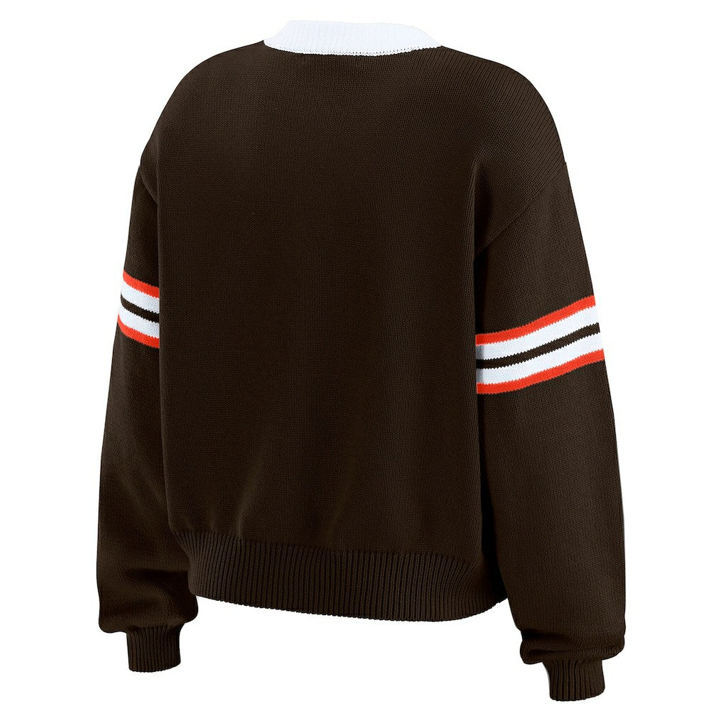 WEAR by Erin Andrews Women's Lace-Up Sweater - Cleveland Browns
