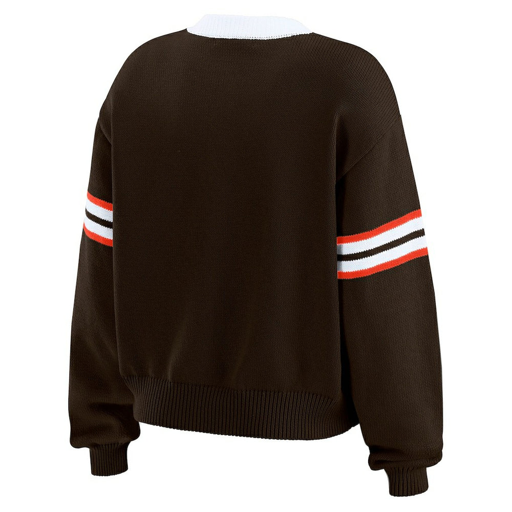 WEAR by Erin Andrews Women's Lace-Up Sweater - Cleveland Browns